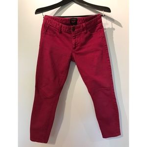 Maroon Banana Republic L’Wren Scott ankle jeans.